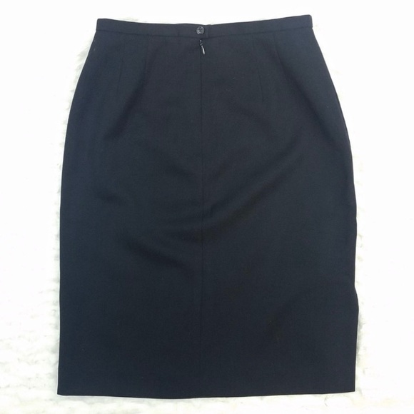 J. Crew Black Wool Pencil Skirt with Side Slit - Picture 2 of 5